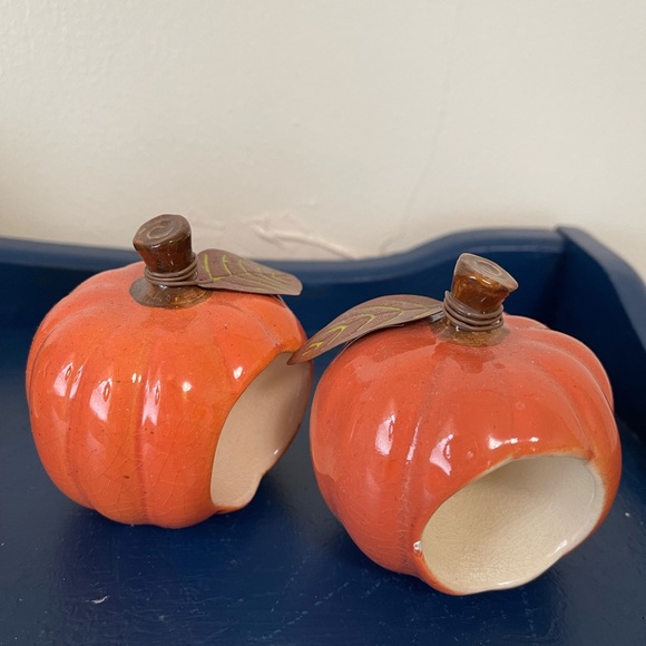 Russ Pear and Pumpkin Napkin Rings - Green, Orange, Yellow - Picture 4 of 6